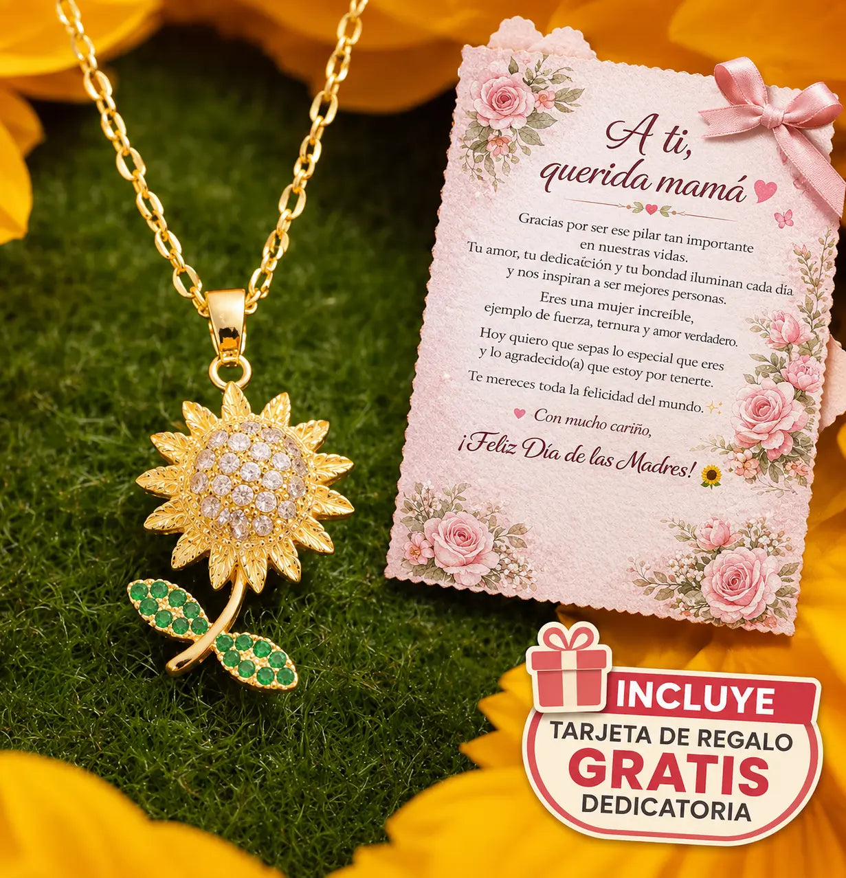 Collar Eterno Girasol™🌻 Incluye caja premium + tarjeta de regalo GRATIS 🎁