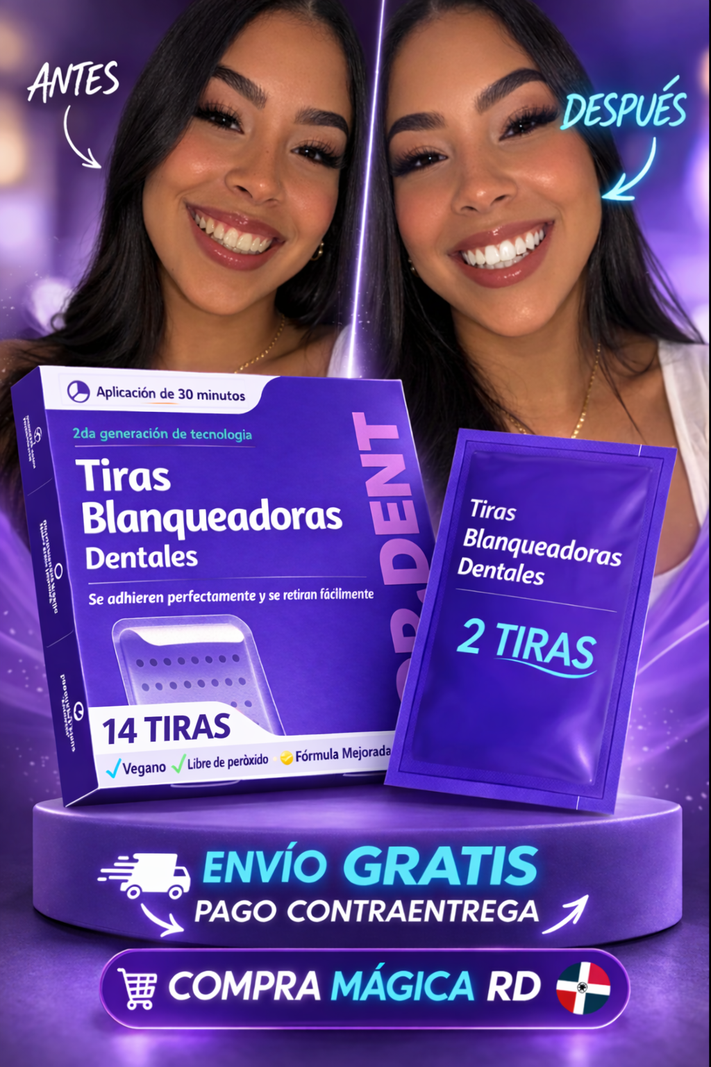 Blanco Mágico™  🦷💜 VERSION AMERICANA - Tiras Moradas Blanqueadoras